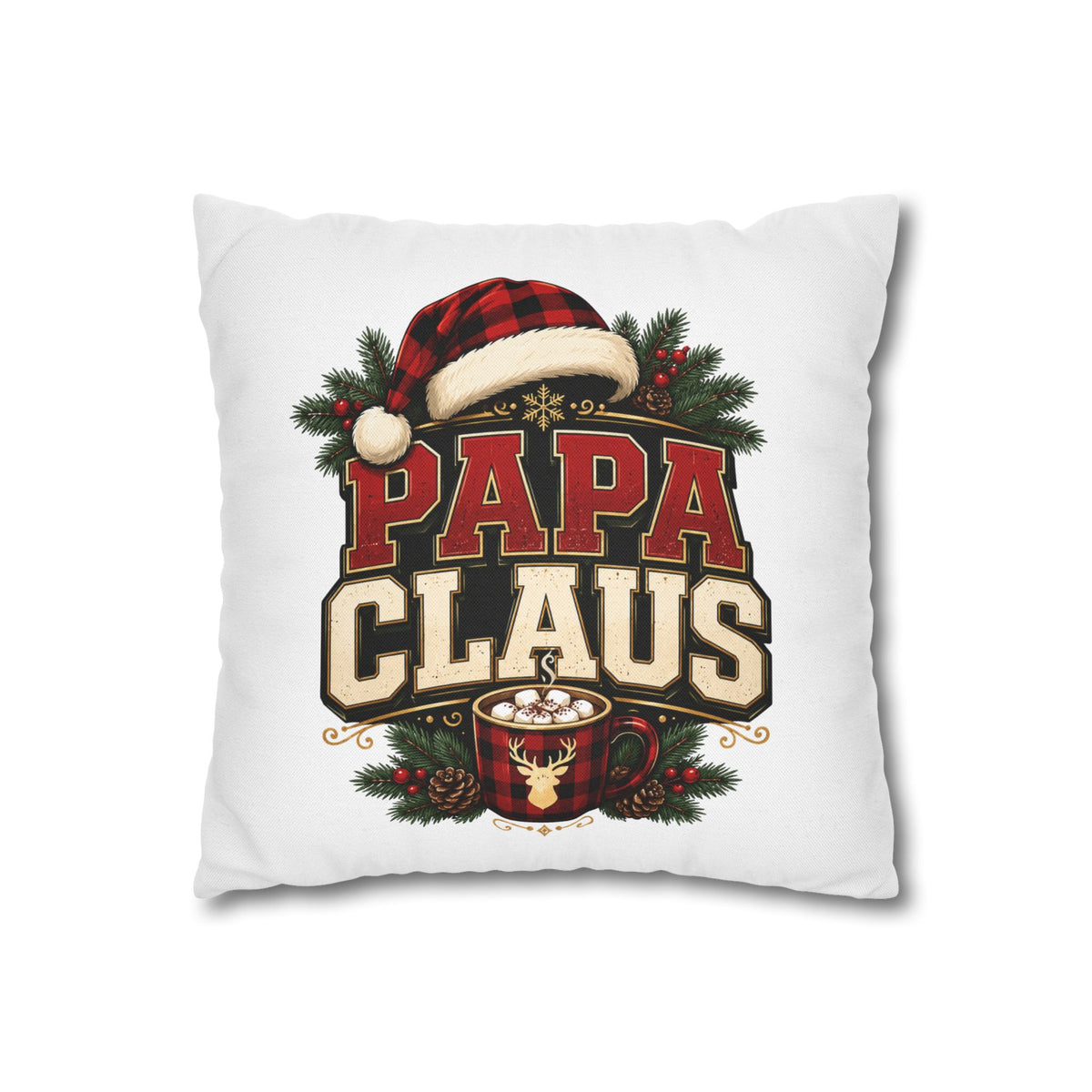 Christmas Papa Claus Holiday Pillowcase — Festive Christmas Cushion Cover for Dad