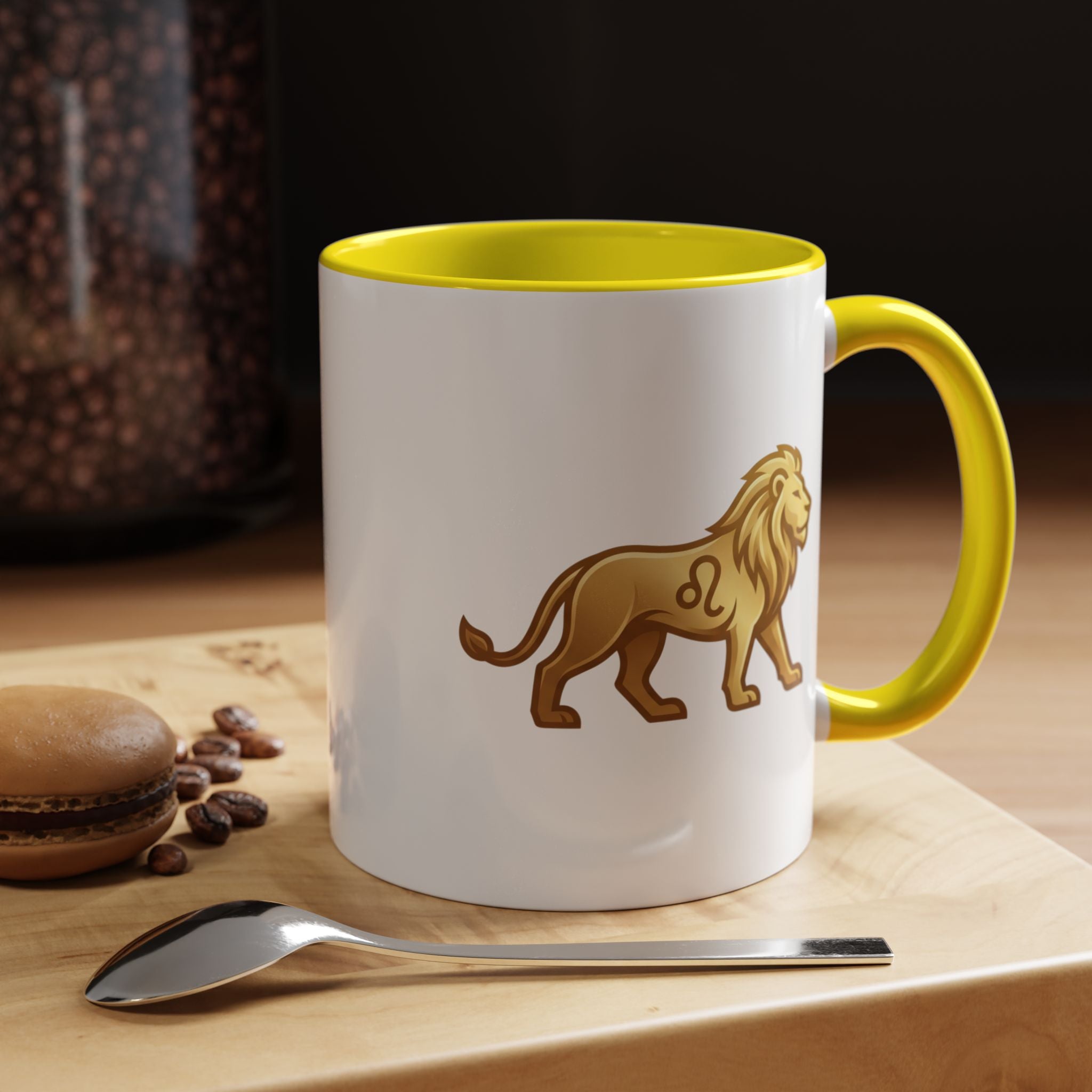 Leo Zodiac Coffee Mug — Gold Lion Accent Mug for Astrology Lovers