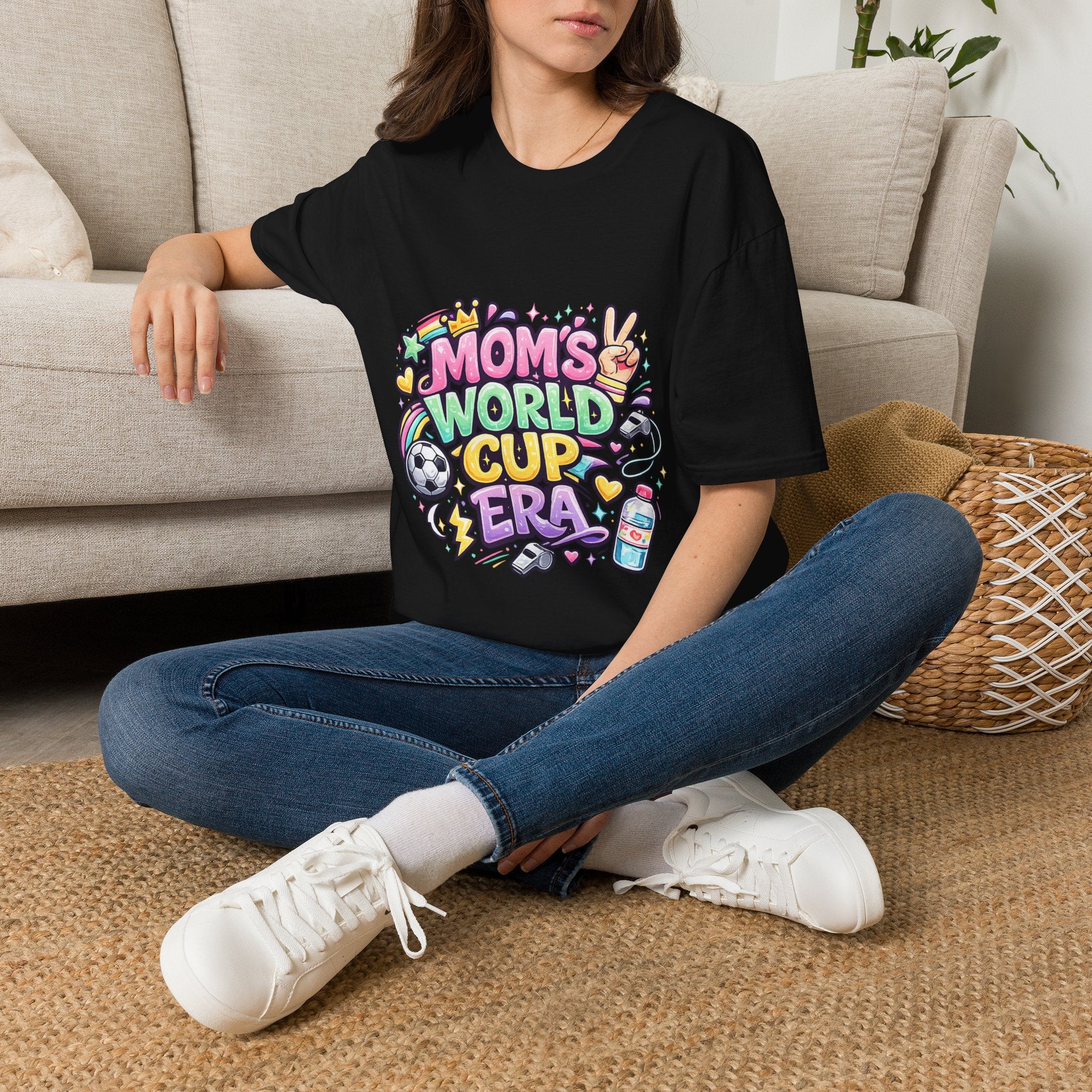 Girls Kids Mom's World Cup Era T‑Shirt — Playful Soccer Mom Tee