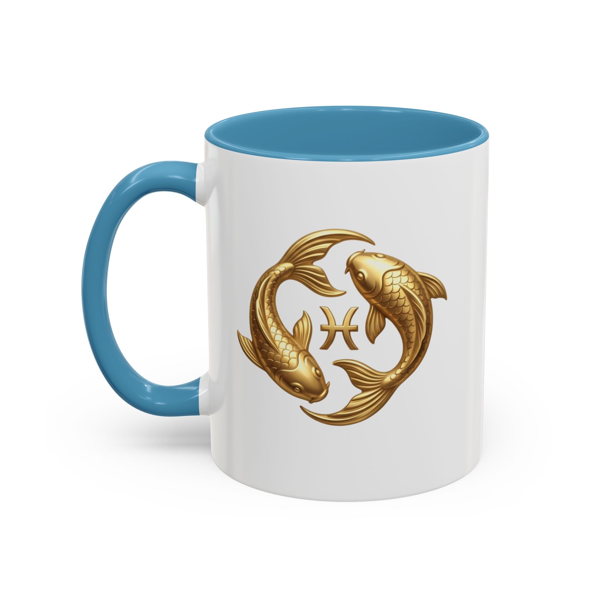 Pisces Zodiac Coffee Mug – Gold Koi Fish Horoscope Accent Mug