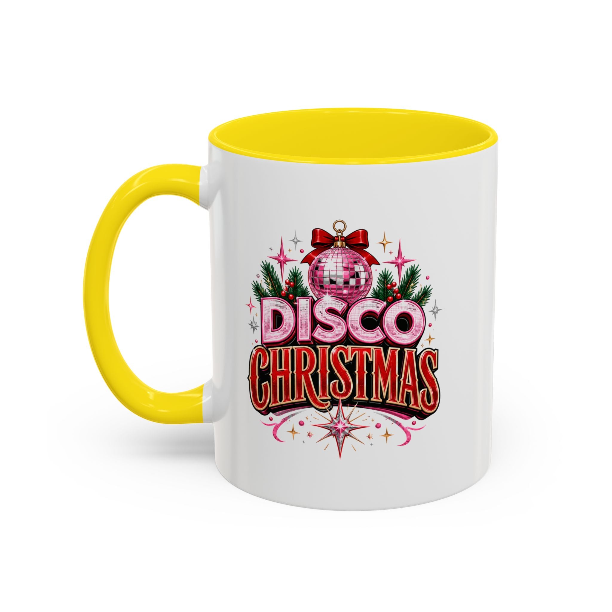 Disco Christmas Coffee Mug — Retro Holiday Disco Ball Christmas Tree Accent Mug