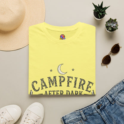 Campfire T-Shirt — "Campfire After Dark" Moonlit Camping Graphic