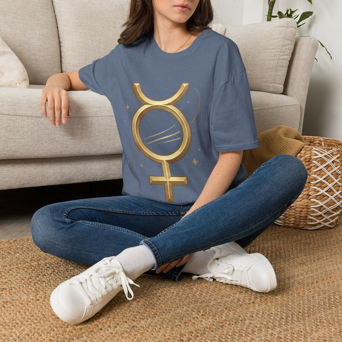 Gold Mercury Astrology Symbol Tee T-Shirt