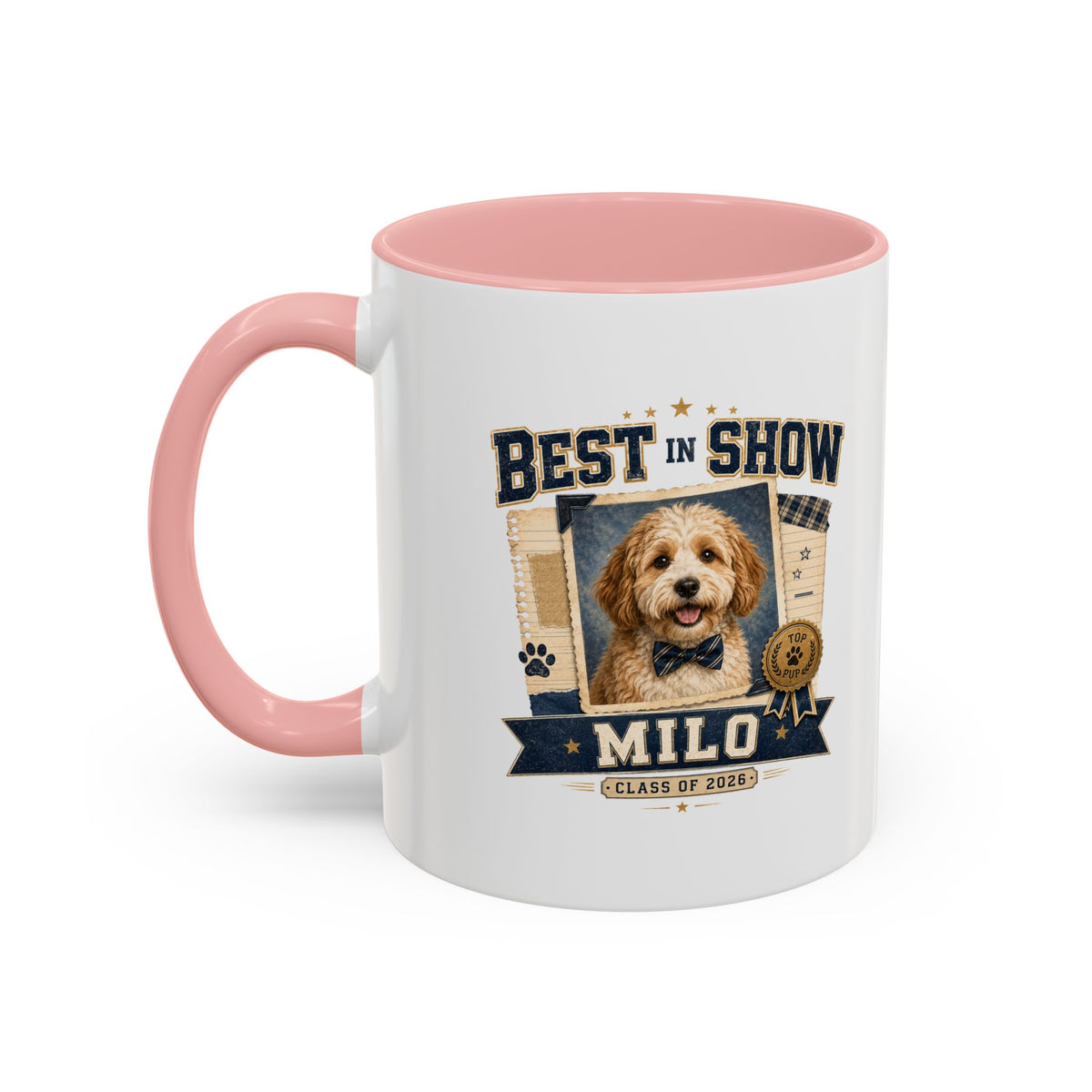 Milo Bailey Dog Dad Mom Best in Show Personalized Dog Mug — "Milo" Photo Accent Coffee Mug