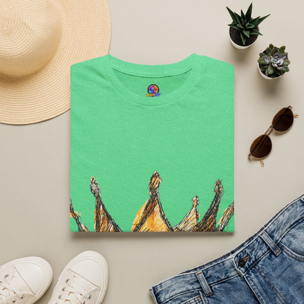 Crowned Sketch T‑Shirt — Hand‑Drawn Gold Crown Graphic Tee