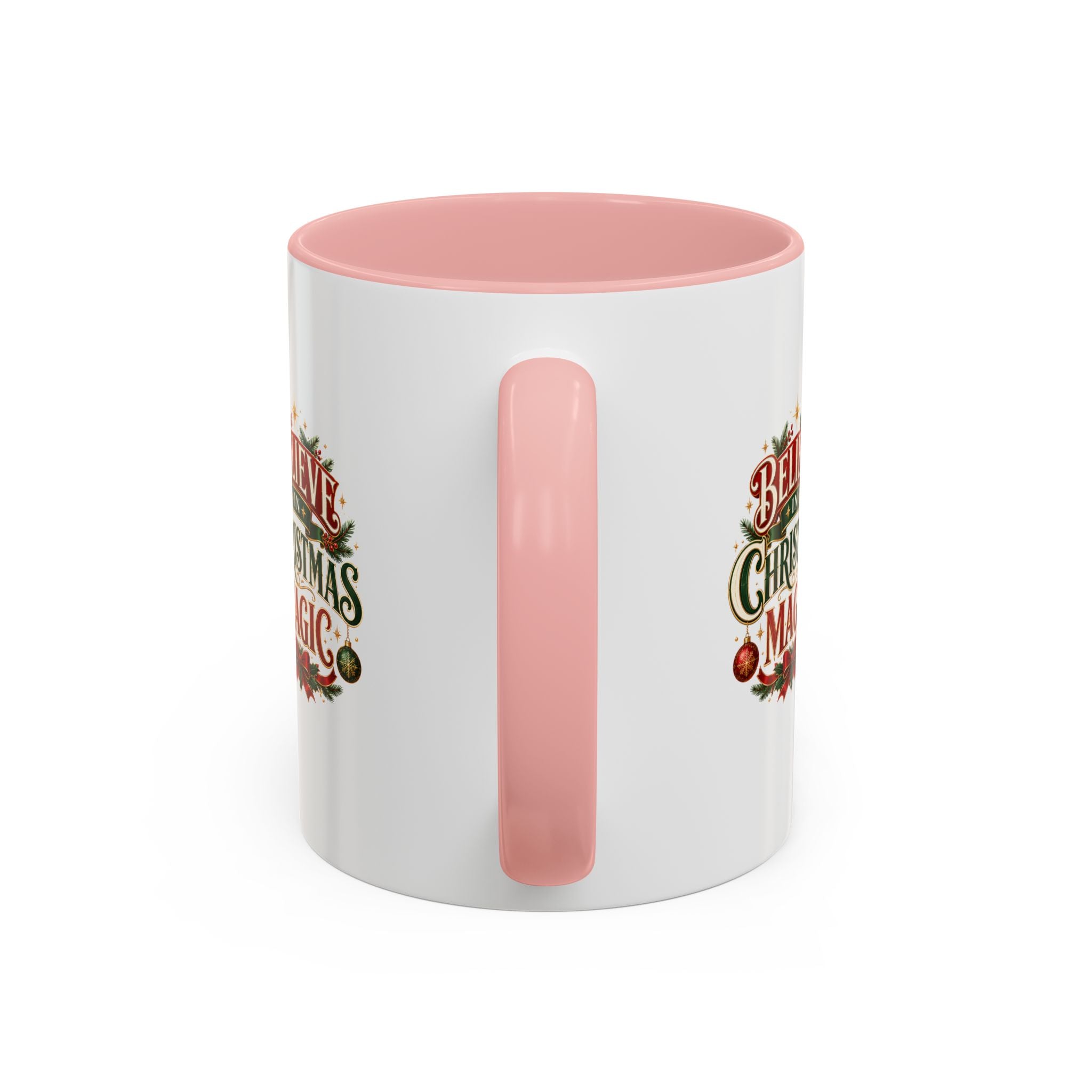 Believe in Christmas Magic Accent Coffee Mug — Festive Holiday ,Ceramic