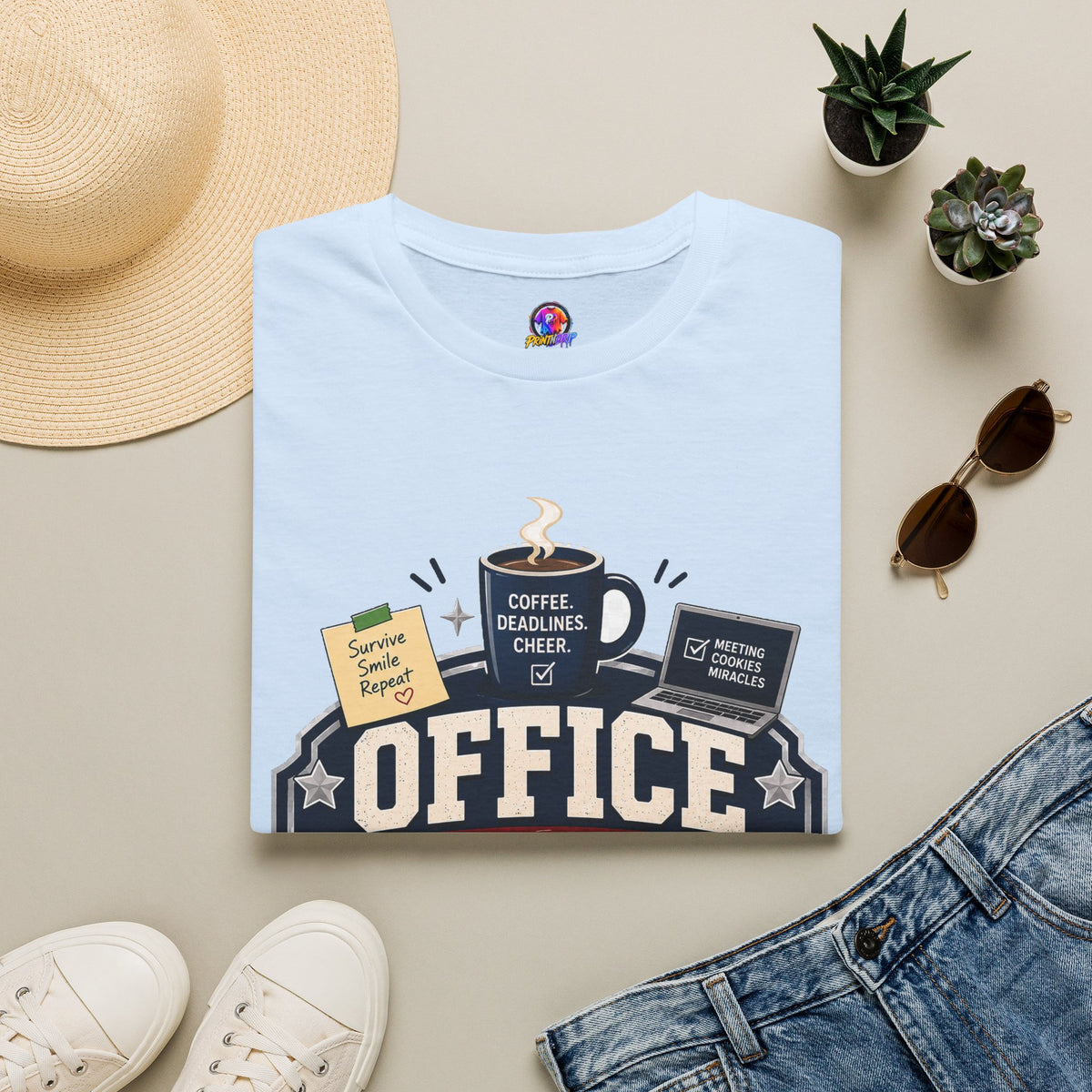 Office Holiday Survivor T-Shirt — Coffee, Deadlines & Cheer Work Shirt
