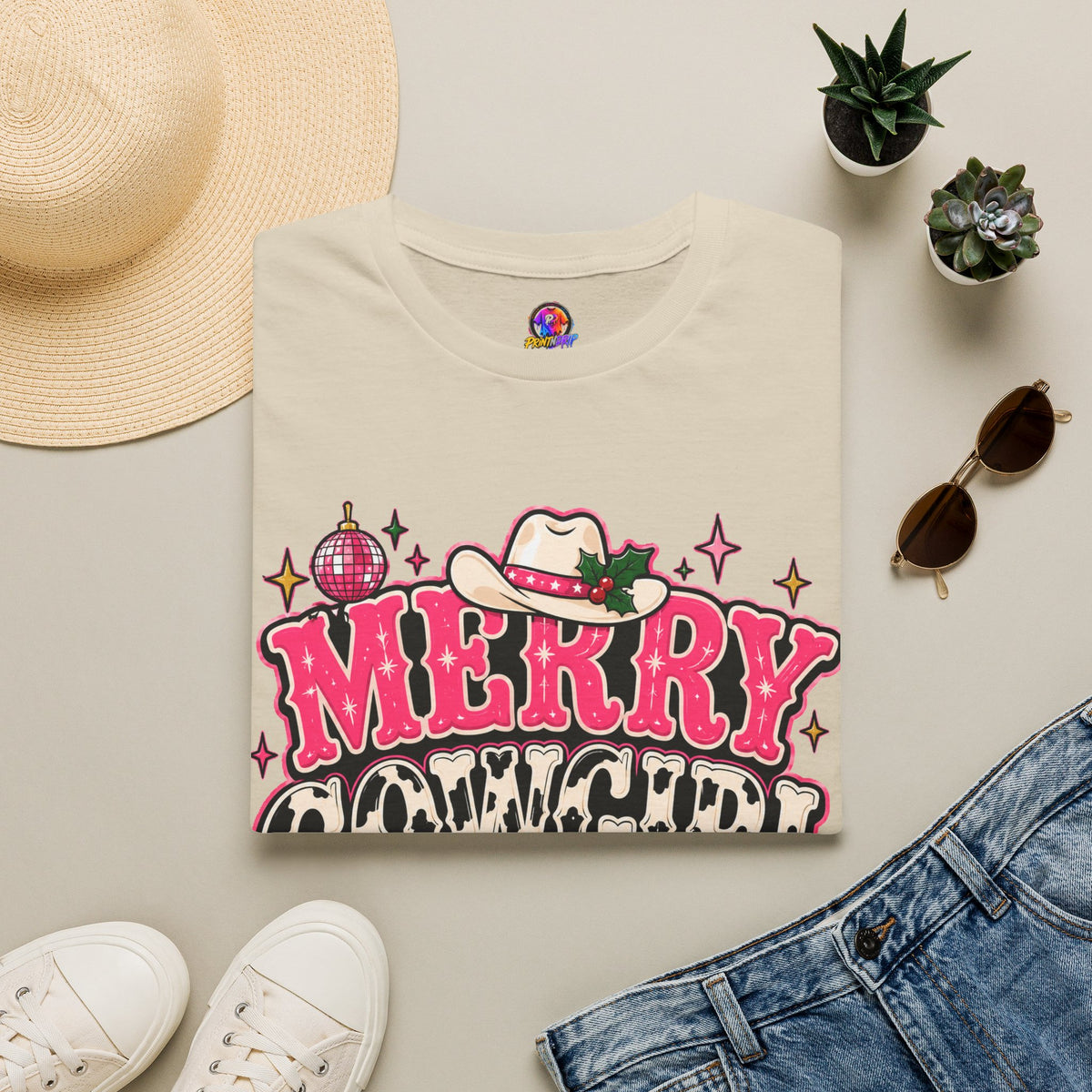 Merry Cowgirl Christmas T-Shirt