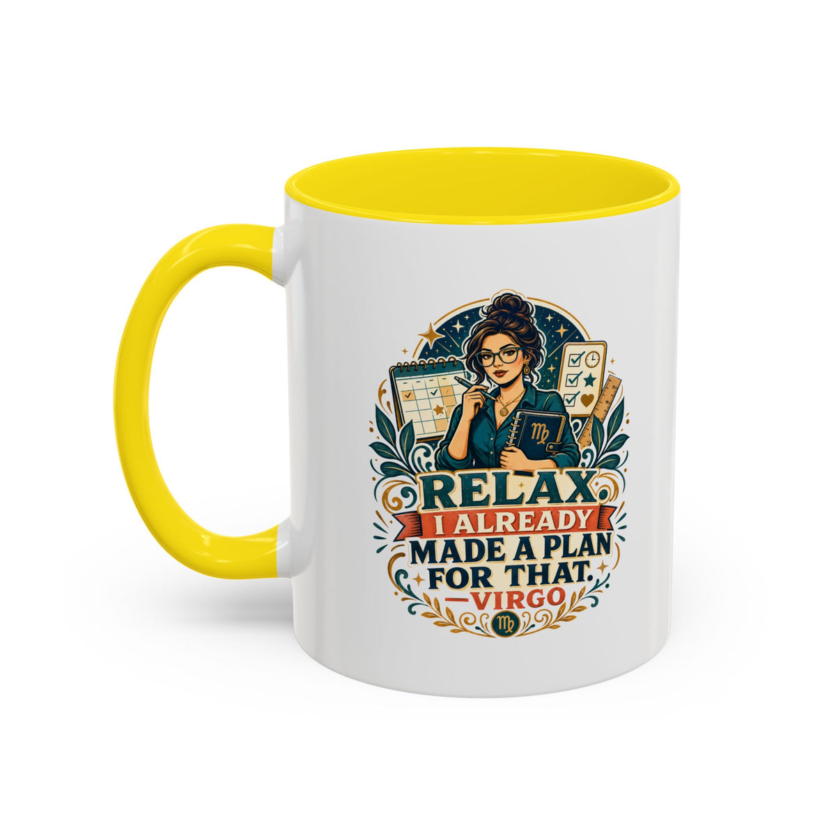 Virgo Zodiac Mug Accent Coffee Mug — "Relax I Already Made a Plan for That" Virgo Astrology Mug