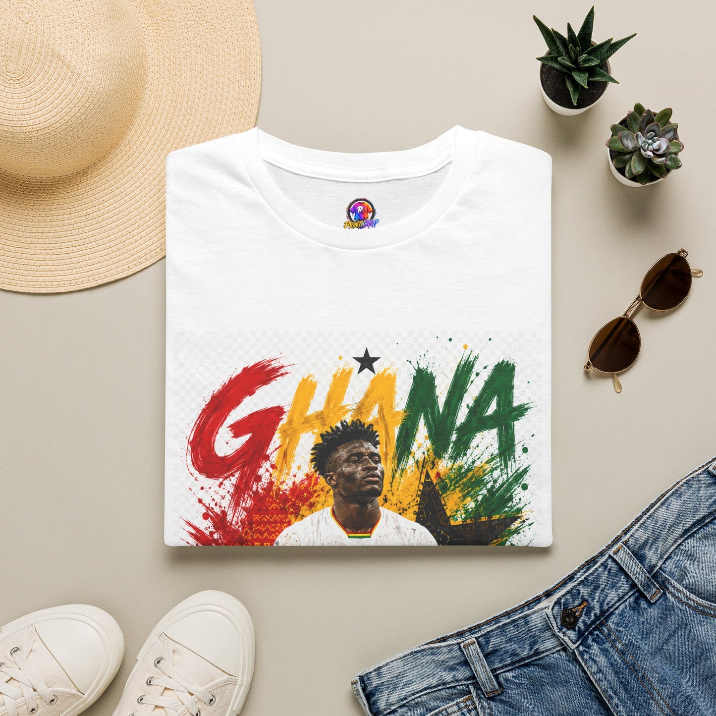 Ghana Football Player Graphic T-Shirt — Ghana Colors & Kudus Print