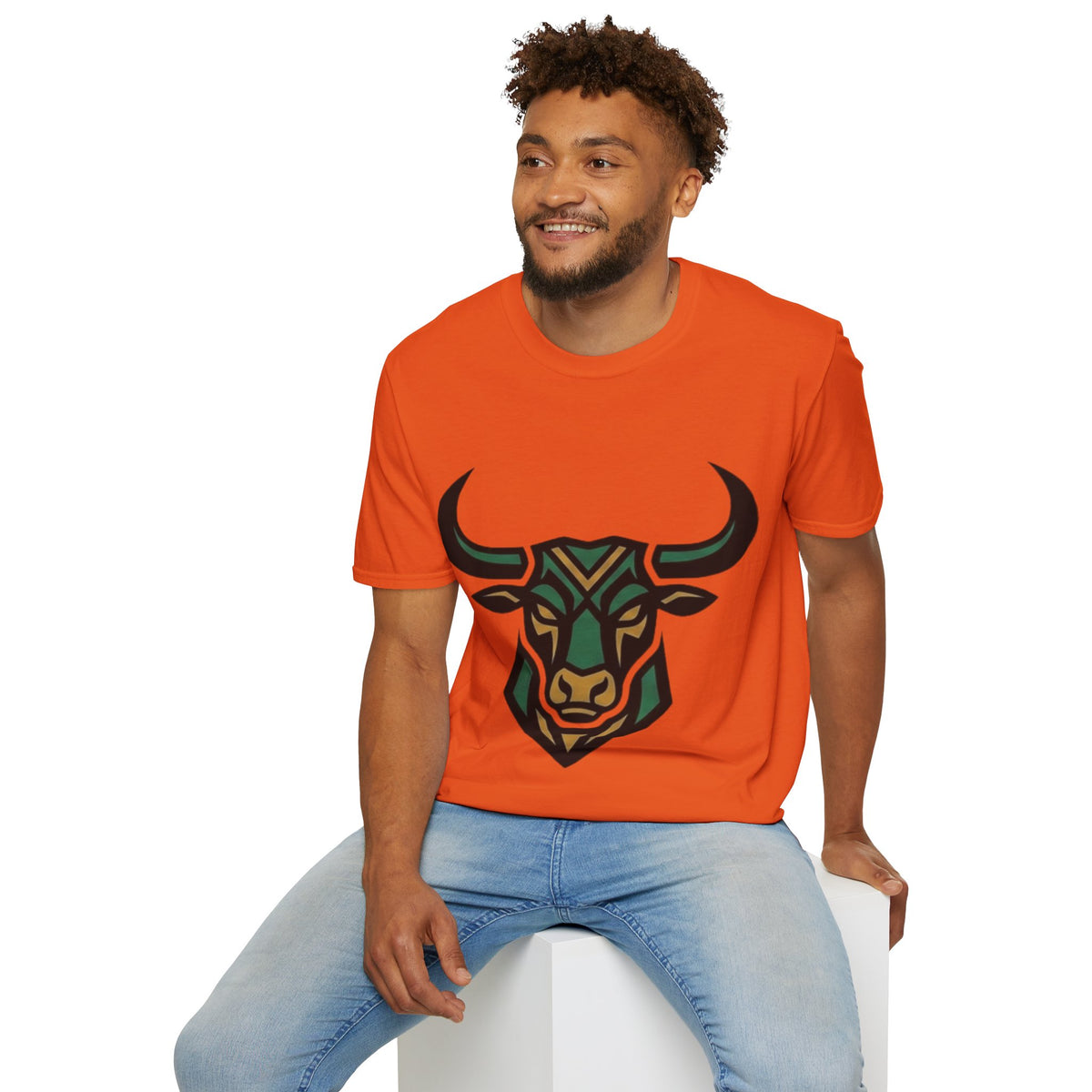 Bull Head Graphic T-Shirt — Tribal Geometric Rodeo Tee