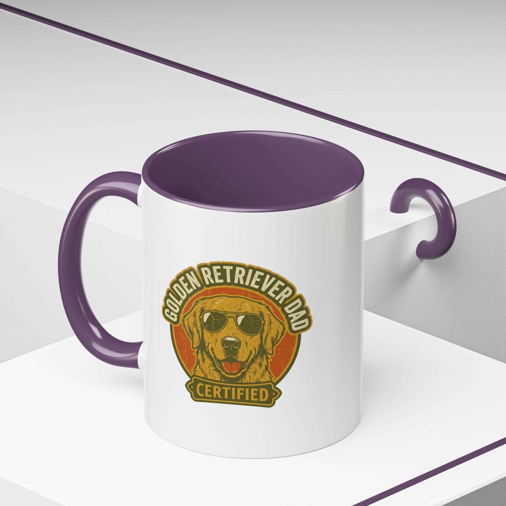 Funny Golden Retriever Dad Coffee Mug — "Certified" Dog Dad Accent Mug