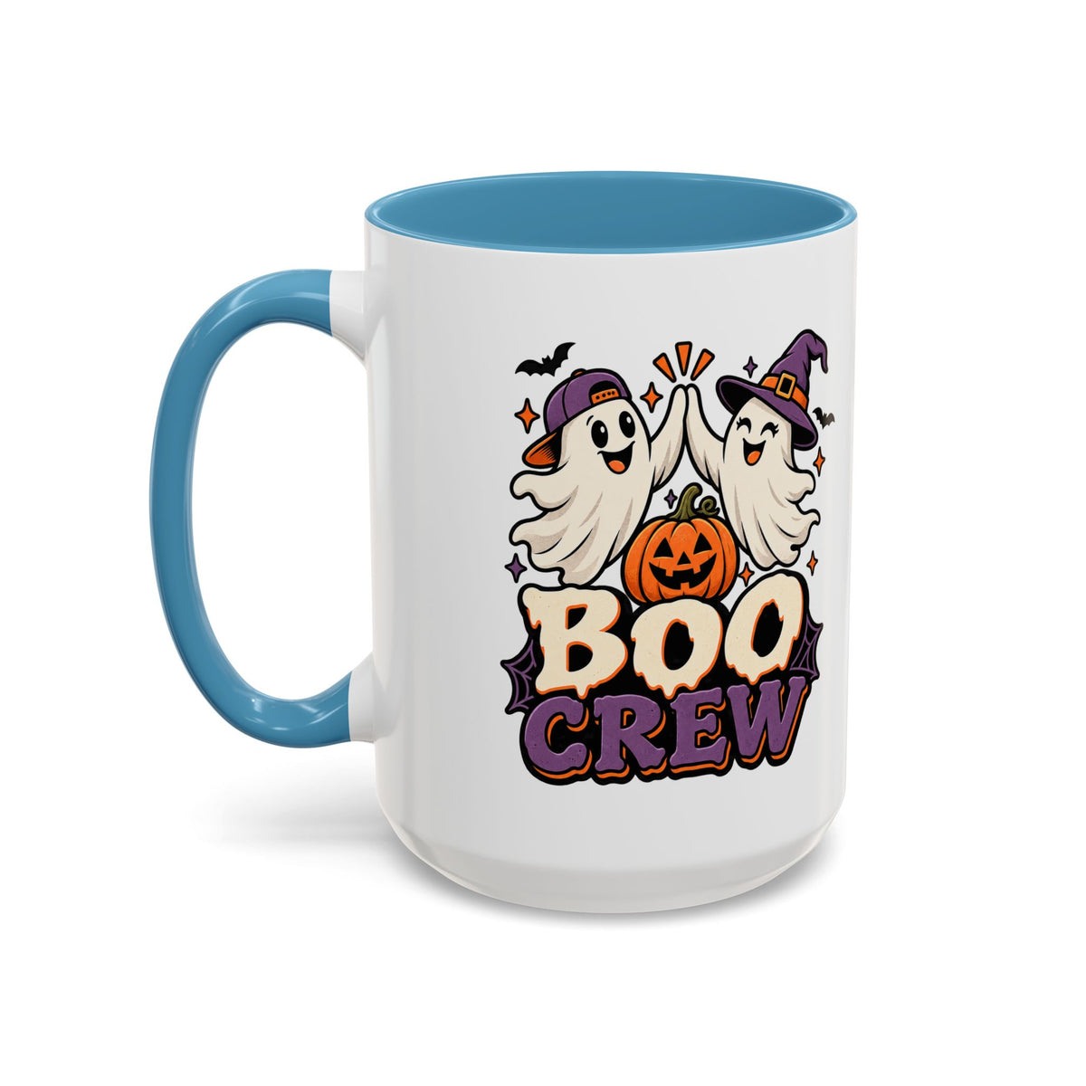 Boo Crew Halloween Accent Coffee Mug — Cute Ghosts & Jack-O'-Lantern Design (11/15 oz)