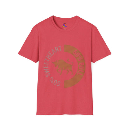 Bull Percentage Graphic T-Shirt — "50% Bull, 50% Sweetheart" Casual Tee