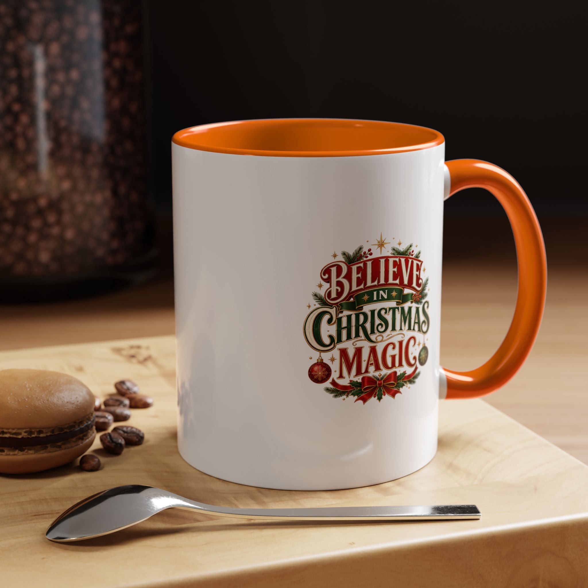 Believe in Christmas Magic Accent Coffee Mug — Festive Holiday ,Ceramic