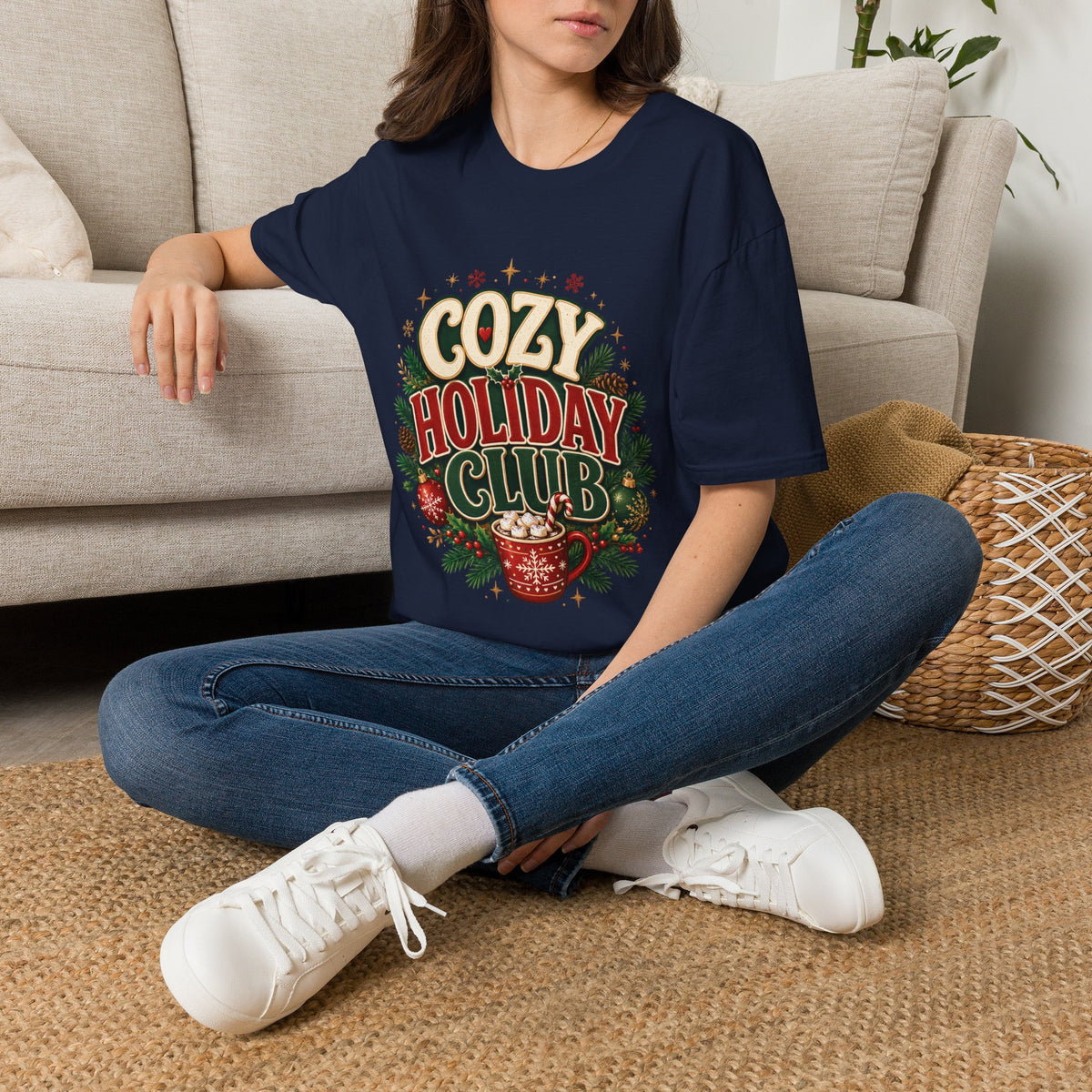 Cozy Holiday Club T-Shirt — Festive Christmas Cozy Cocoa Graphic Tee