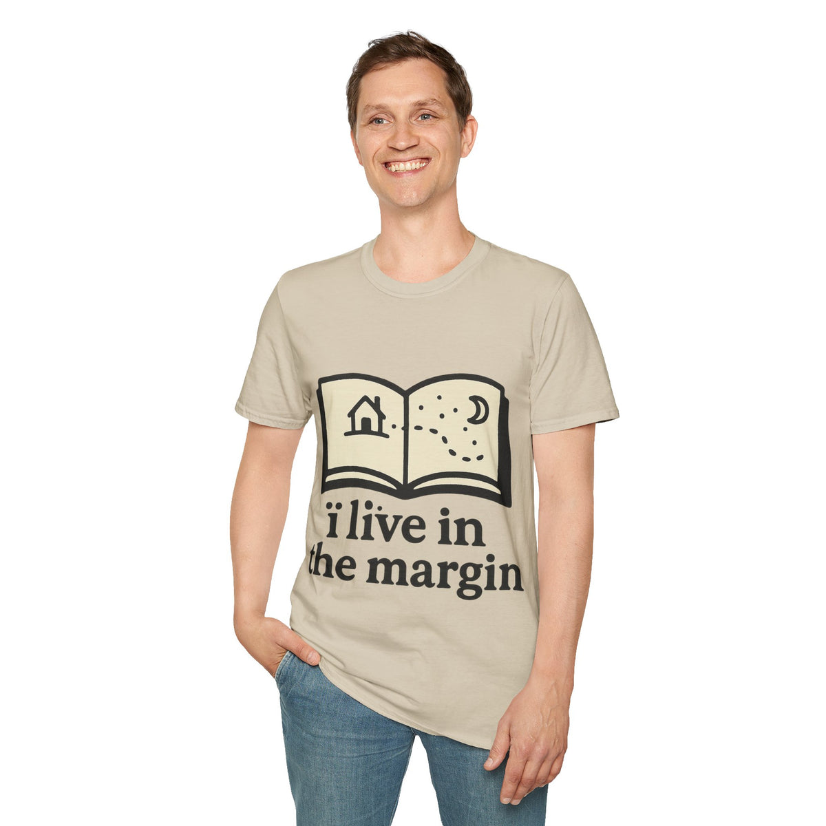 "I Live In The Margin" Bookworm Tee | Cute Celestial Book Graphic T-Shirt - Trending Now - September 2026