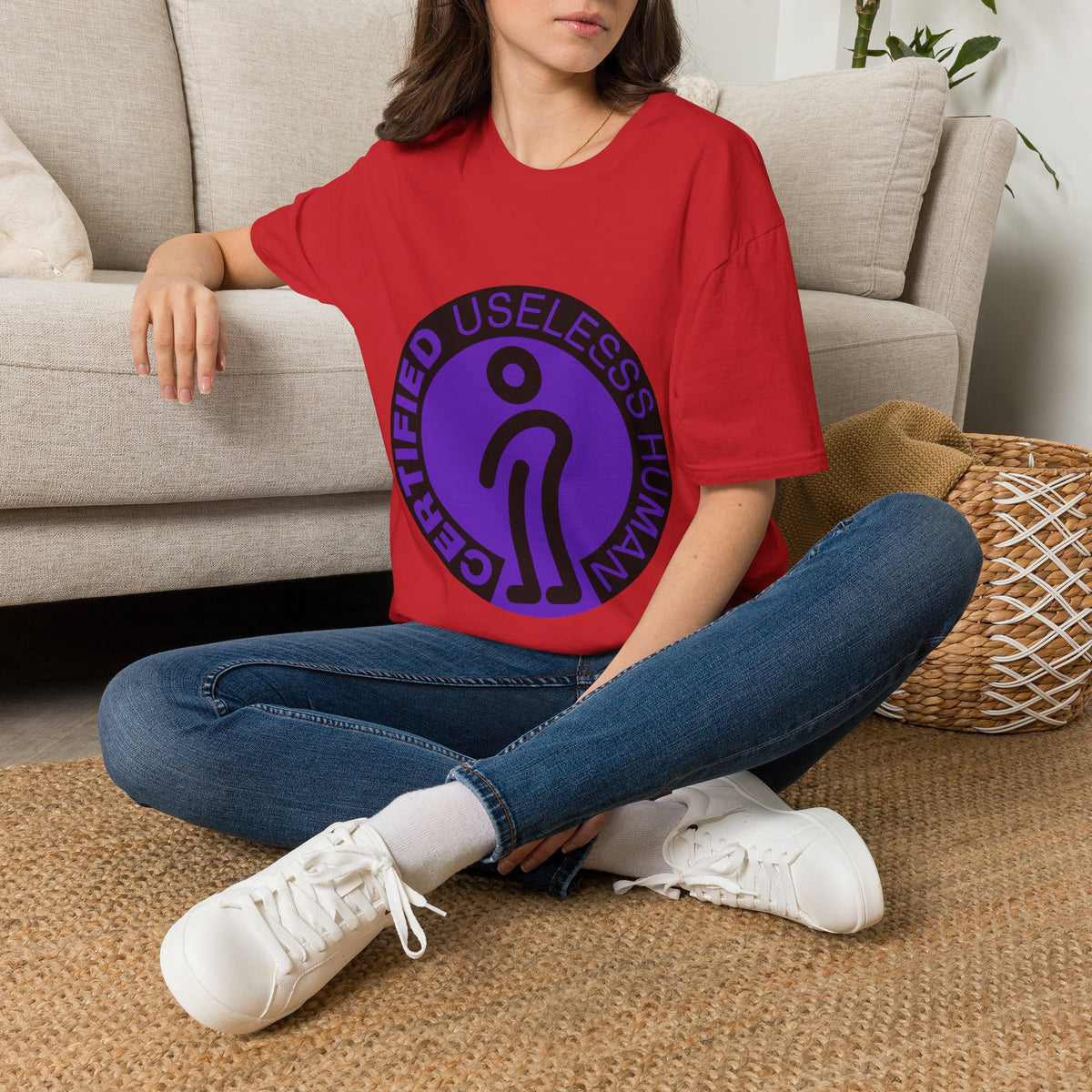 "Certified Useless Human" Funny Meme Tee | Sarcastic Purple Badge T-Shirt - Trending Now - September 2026