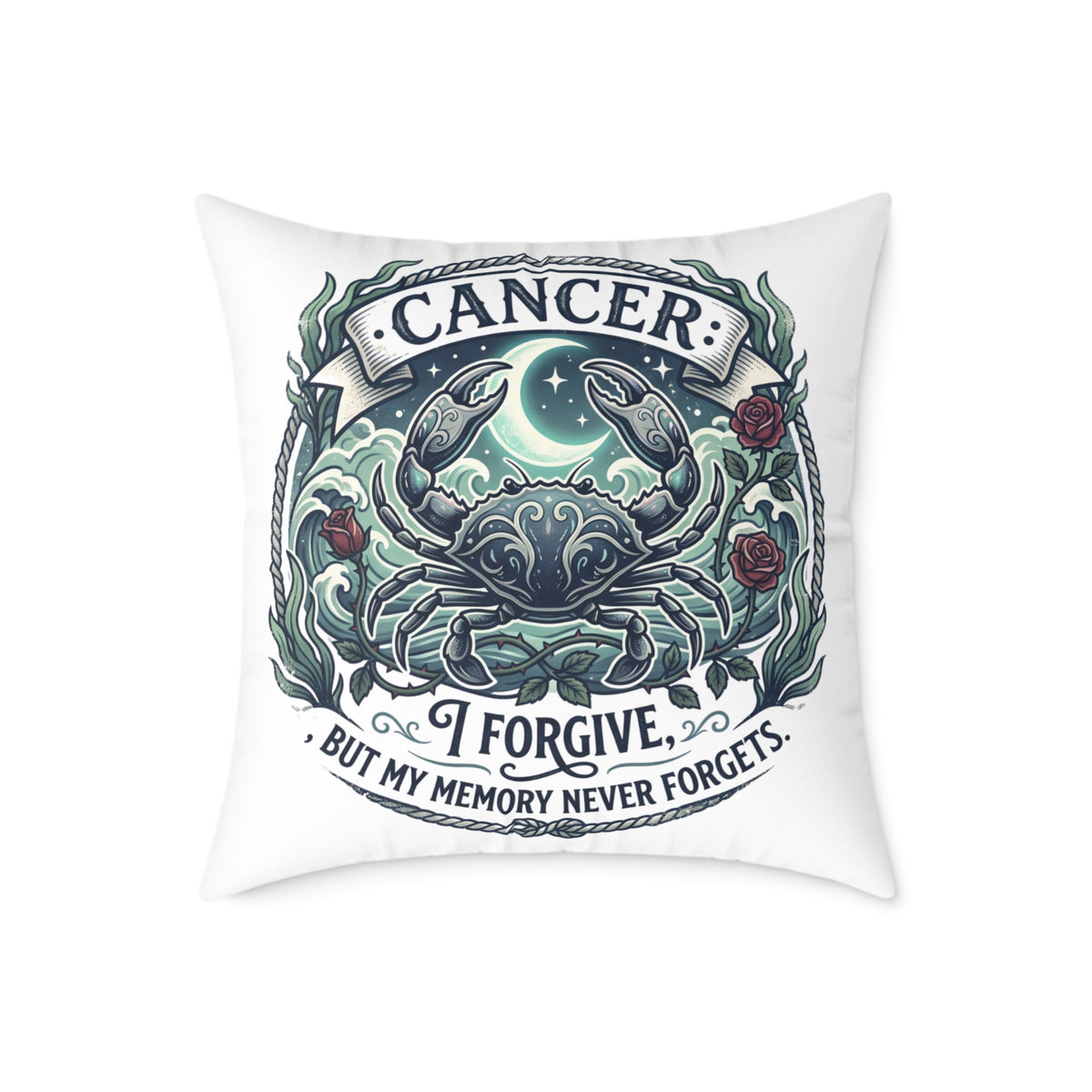 Cancer Zodiac Pillow Forgive But My Memory Never Forgets Square Poly Canvas Pillow