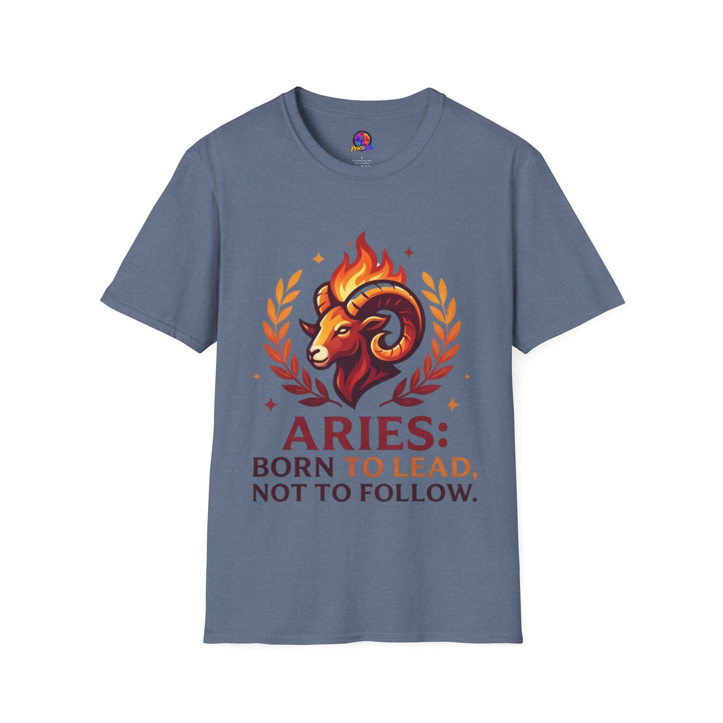 Aries Zodiac T-Shirt — "Born to Lead Not to Follow" Ram Graphic