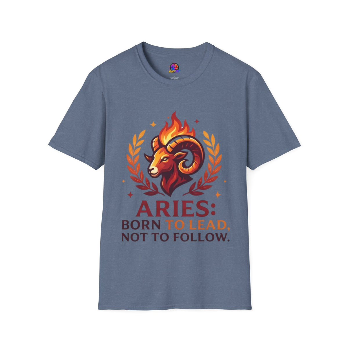 Aries Zodiac T-Shirt — "Born to Lead Not to Follow" Ram Graphic