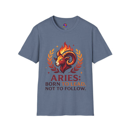 Aries Zodiac T-Shirt — "Born to Lead Not to Follow" Ram Graphic