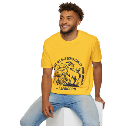 Capricorn Zodiac Tee — "Cancel My Subscription to Your Drama" Horoscope Shirt