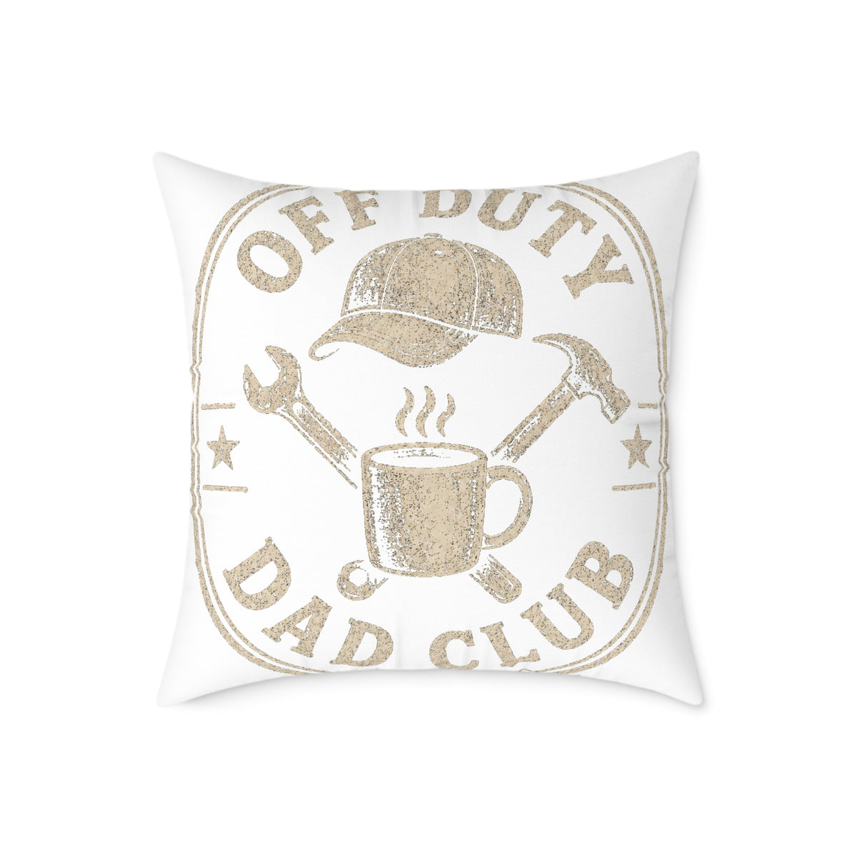 Off Duty Dad Club Pillow  Milo Bailey Dog Dad Mom — Rustic Coffee & Tools Decorative Throw Pillow