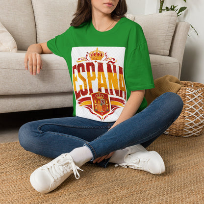 Spain Crown Graphic T-Shirt — Spanish Flag Vintage Crest Tee