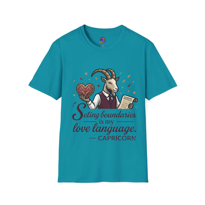 Capricorn T-Shirt — "Setting Boundaries is My Love Language" Zodiac Goat Tee