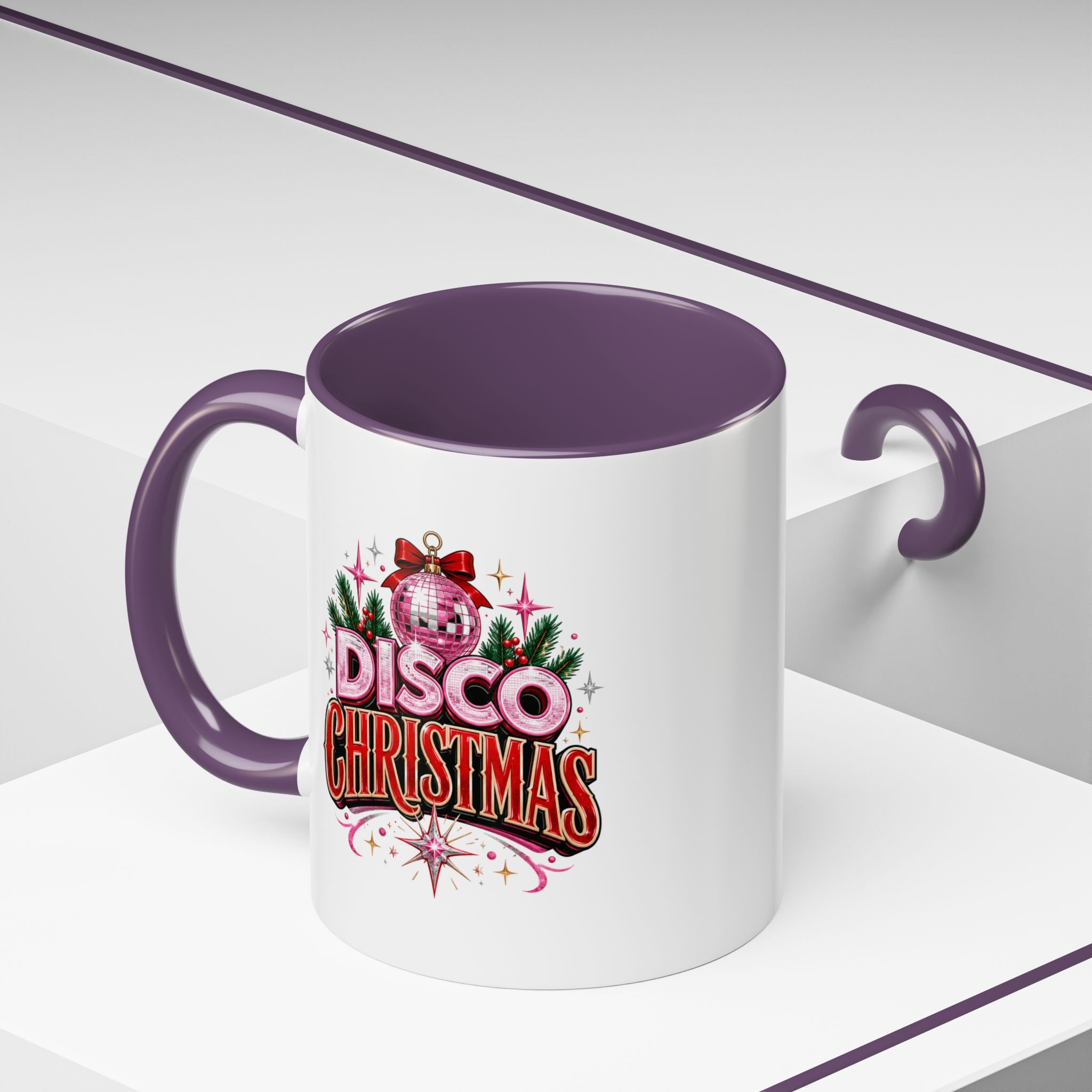 Disco Christmas Coffee Mug — Retro Holiday Disco Ball Christmas Tree Accent Mug