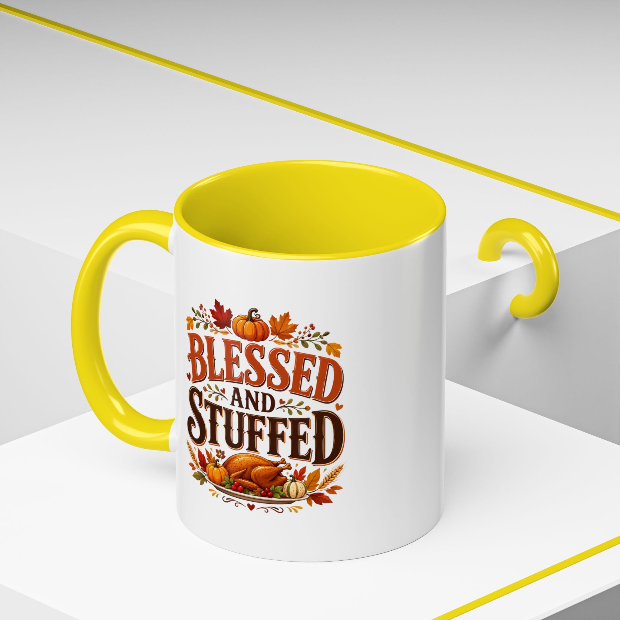 Thanksgiving Mug Blessed and Stuffed Coffee Mug — Thanksgiving Fall Ceramic Accent Mug