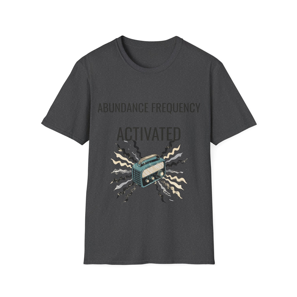 "Abundance Frequency Activated" Retro Radio Tee - Aesthetic Law Of Attraction Manifest White T-Shirt - Trending Now - September 2026