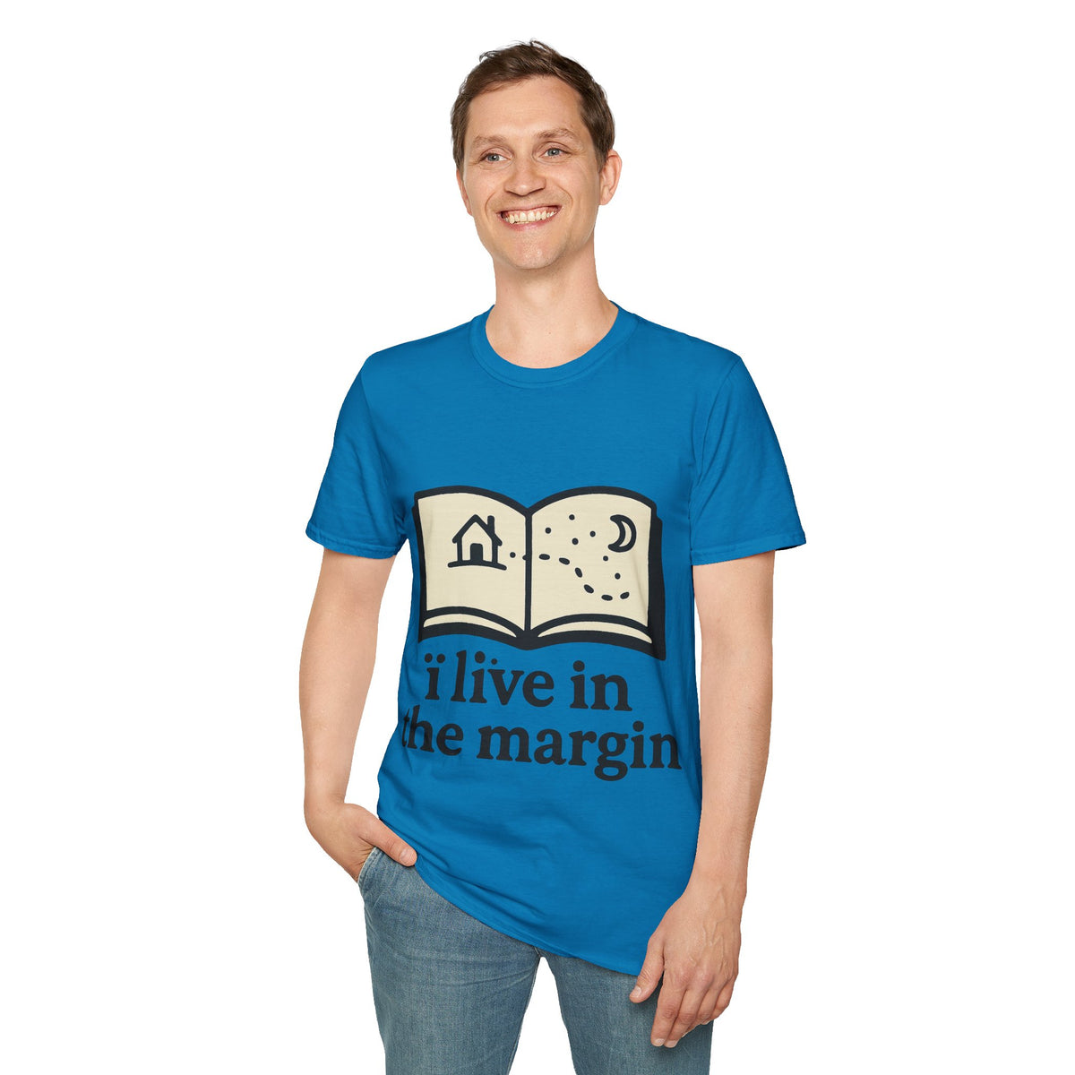 "I Live In The Margin" Bookworm Tee | Cute Celestial Book Graphic T-Shirt - Trending Now - September 2026
