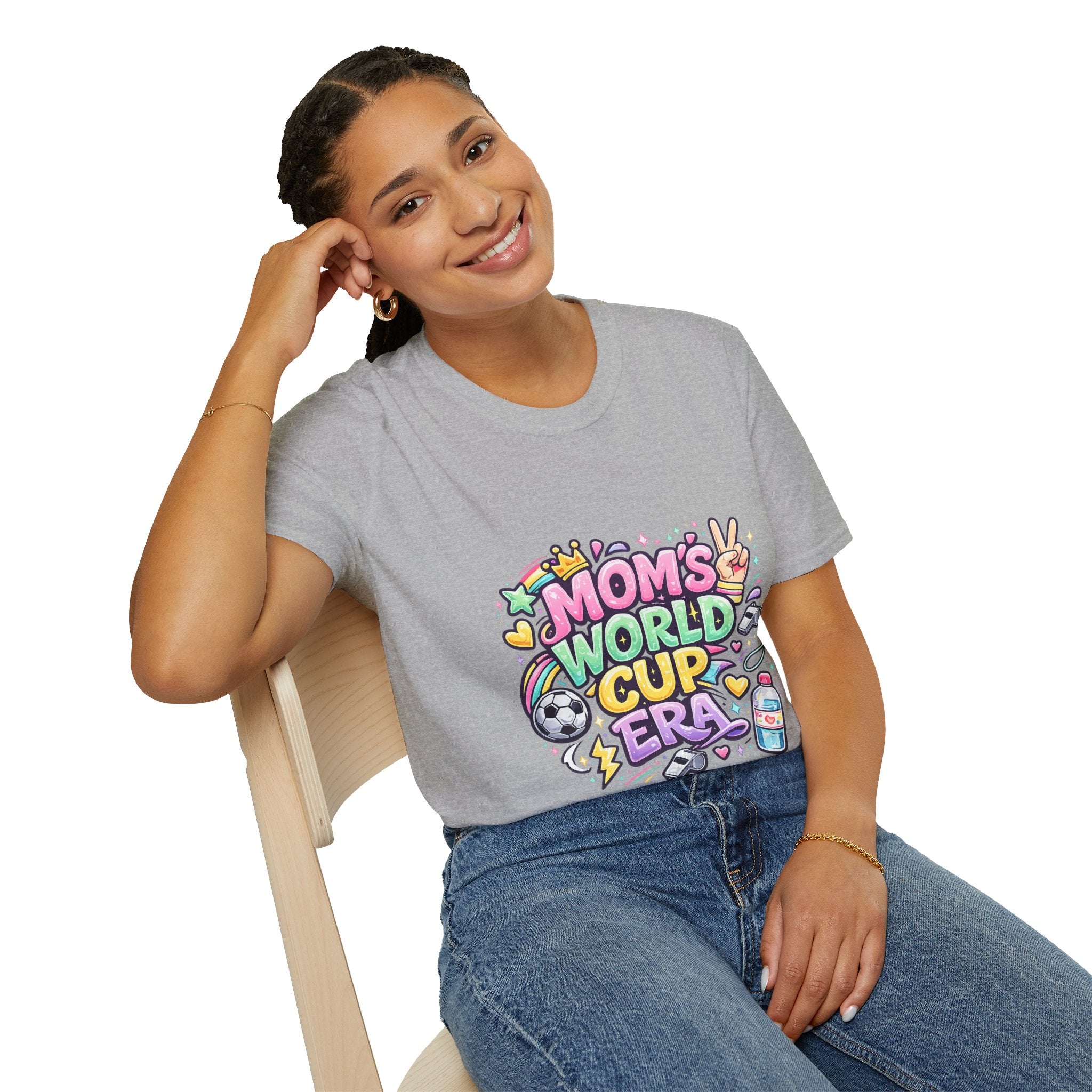 Girls Kids Mom's World Cup Era T‑Shirt — Playful Soccer Mom Tee