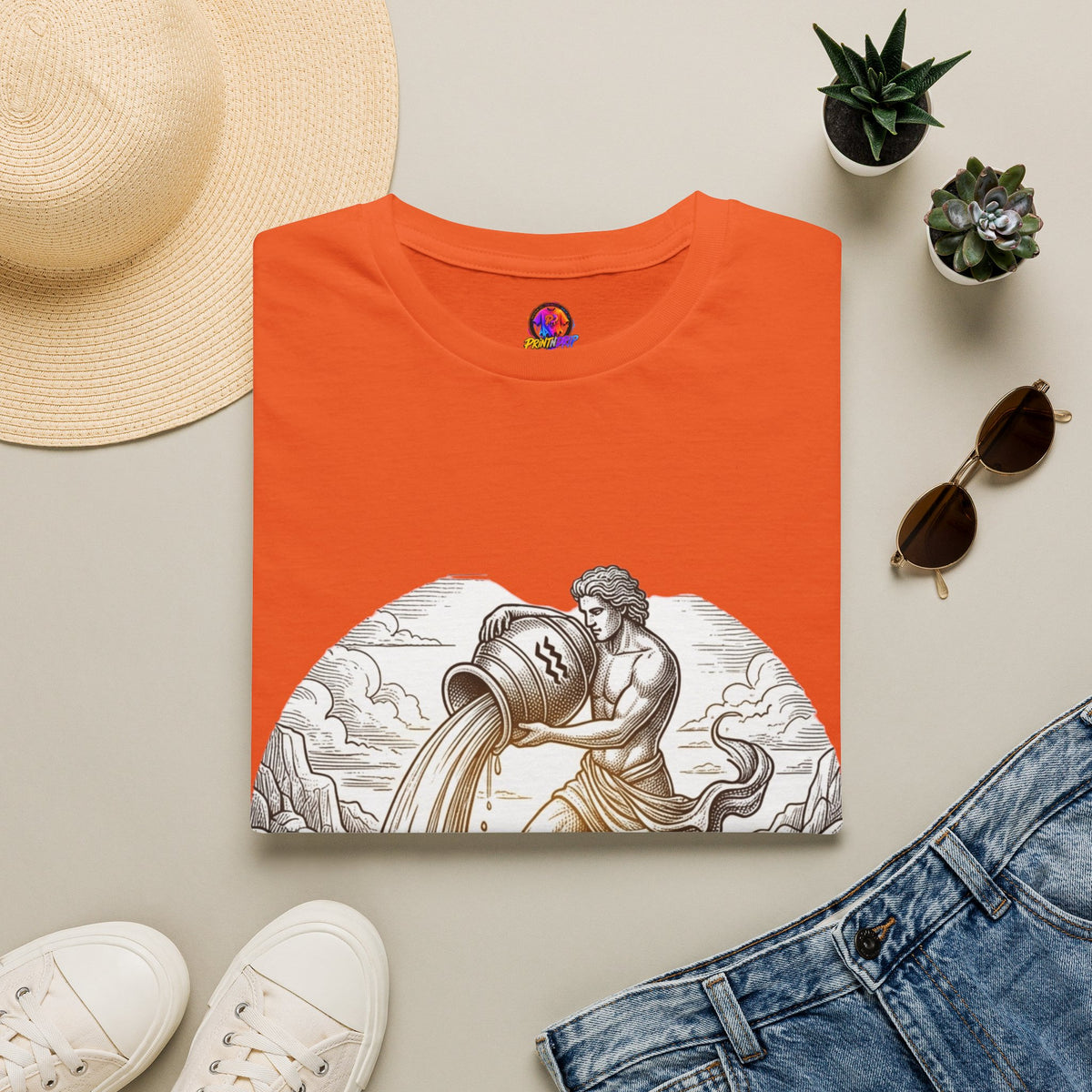 Aquarius Zodiac T-Shirt — Vintage Water Bearer Astrology Tee