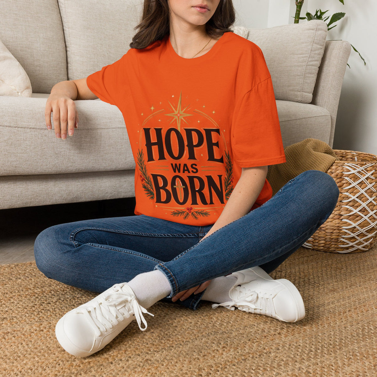 Hope Was Born T‑Shirt — Christmas Nativity Star Holiday Tee