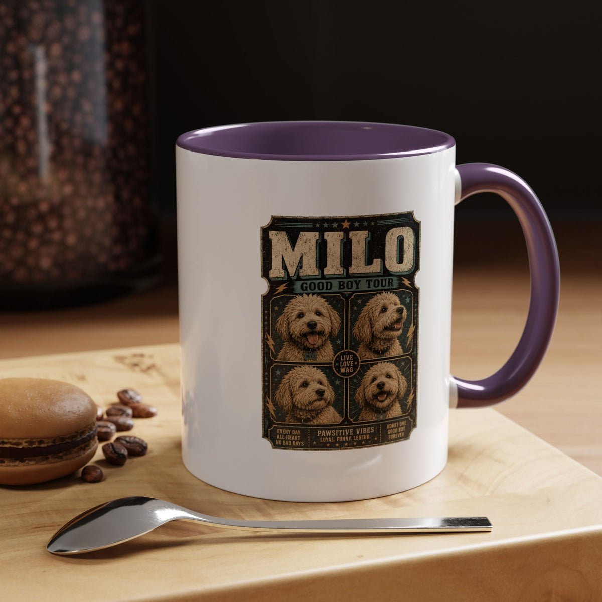 Milo Bailey Dog Dad Mom Personalized Milo Dog Coffee Mug — "Good Boy Tour" Accent Mug