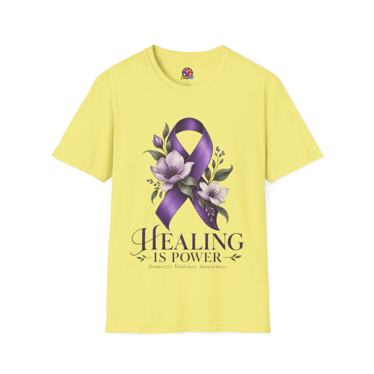Healing Is Power Purple Ribbon Awareness Domestic Violence  T-Shirt