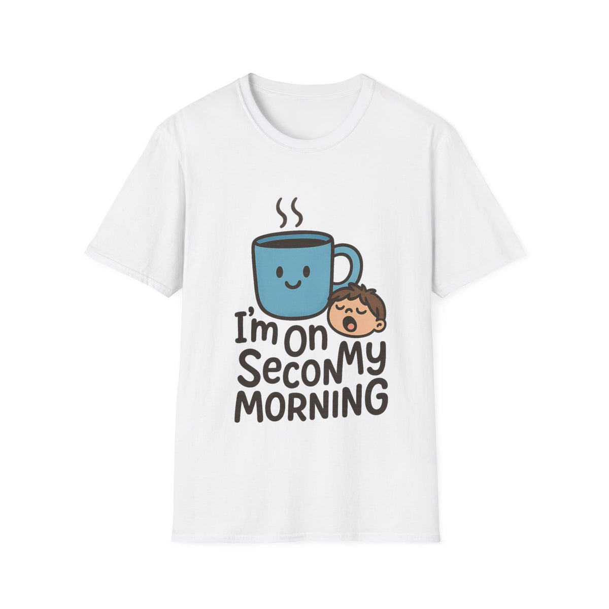 I'm On My Second Morning Coffee Graphic Tee, Cute Character Mug T-Shirt - Trending Now - September 2026