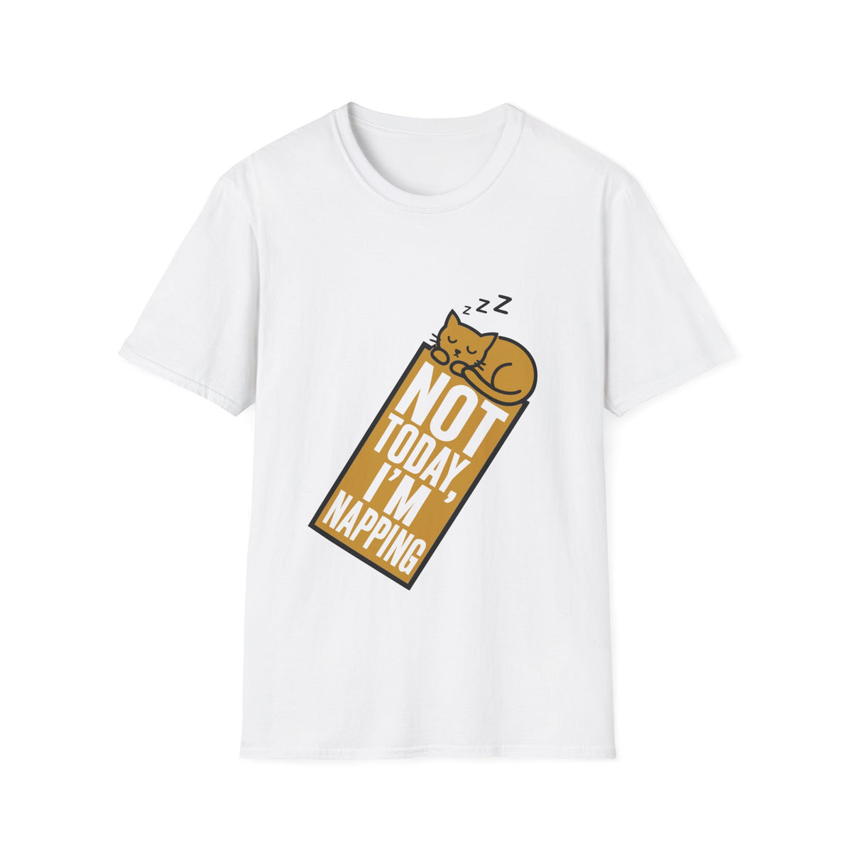 Not Today I'm Napping Orange Cat Tee - Funny Sleeping Kitten Block Graphic T-Shirt - Trending Now - September 2026