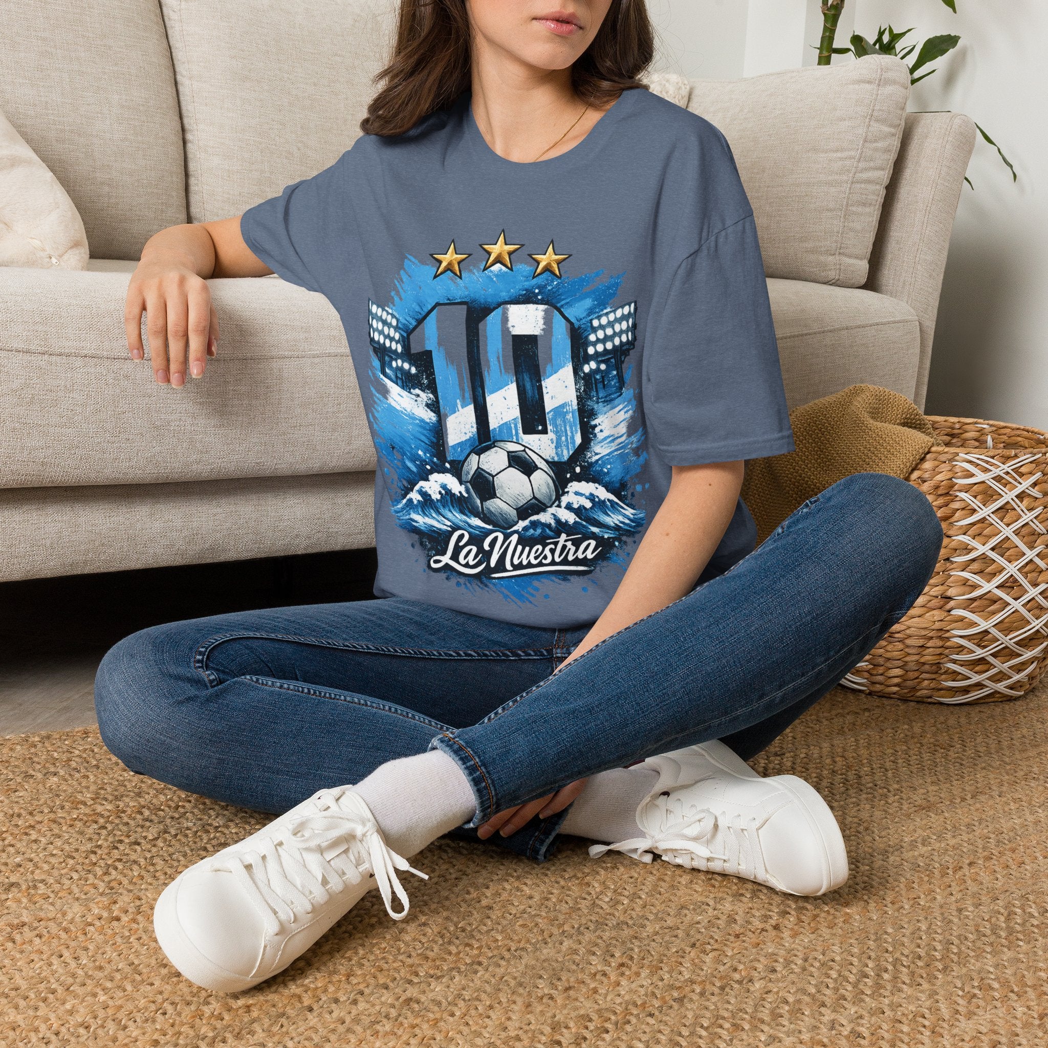 Argentina Soccer Fan T-Shirt — 'La Nuestra' #10 Jersey Design