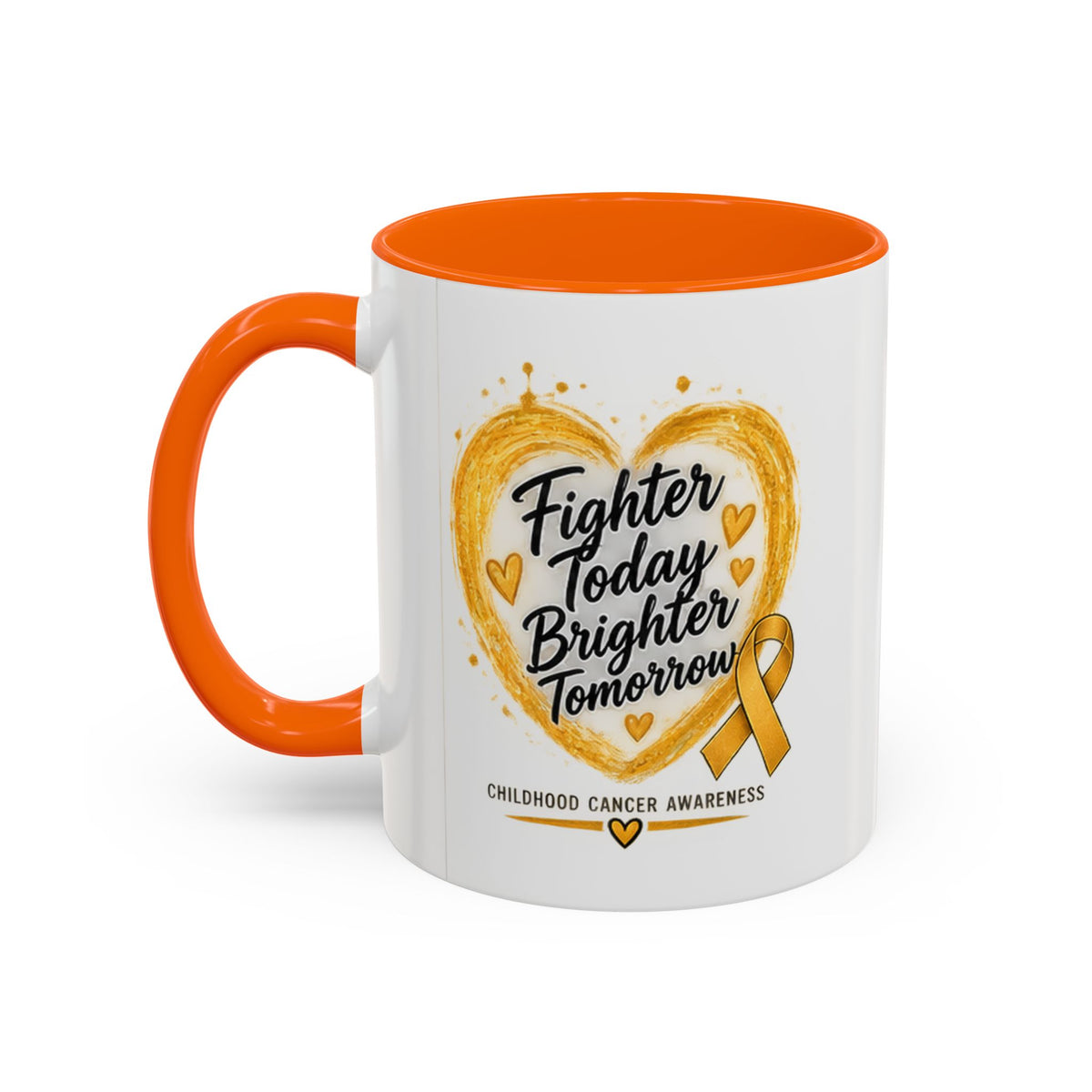 Childhood Cancer Awareness Coffee Mug – "Fighter Today Brighter Tomorrow" (Accent 11/15oz)