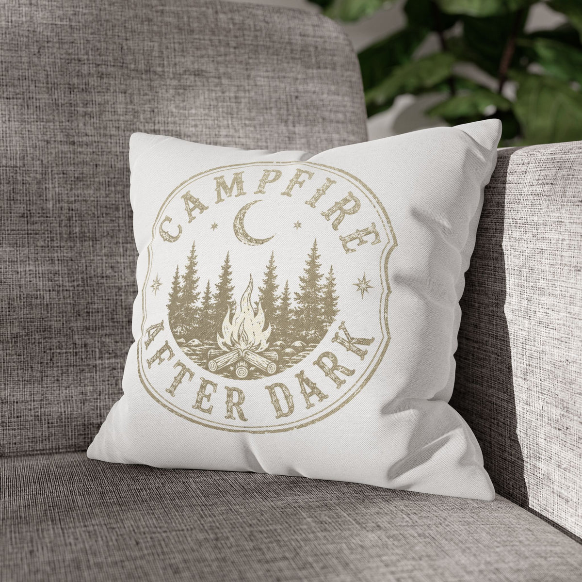 Campfire After Dark Decorative Pillowcase Milo Bailey Dog Dad Mom — Outdoor Rustic Woodland Accent