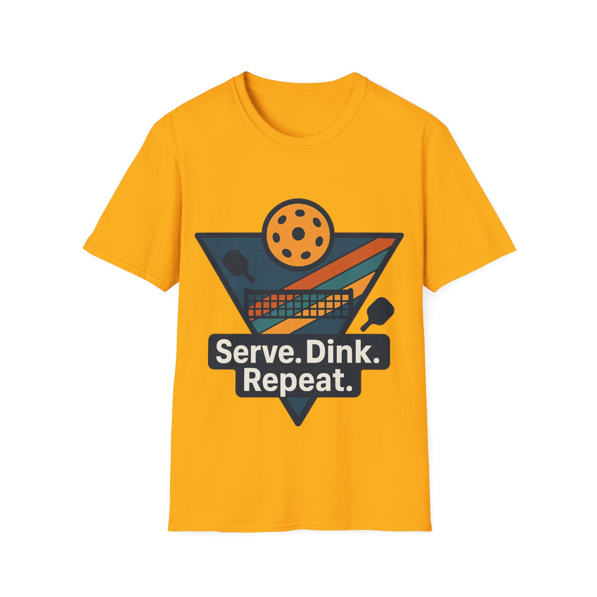 Pickleball T-Shirt — Retro Paddle & Ball Design with “Serve. Dink. Repeat.” Slogan - Trending Now - August 2026