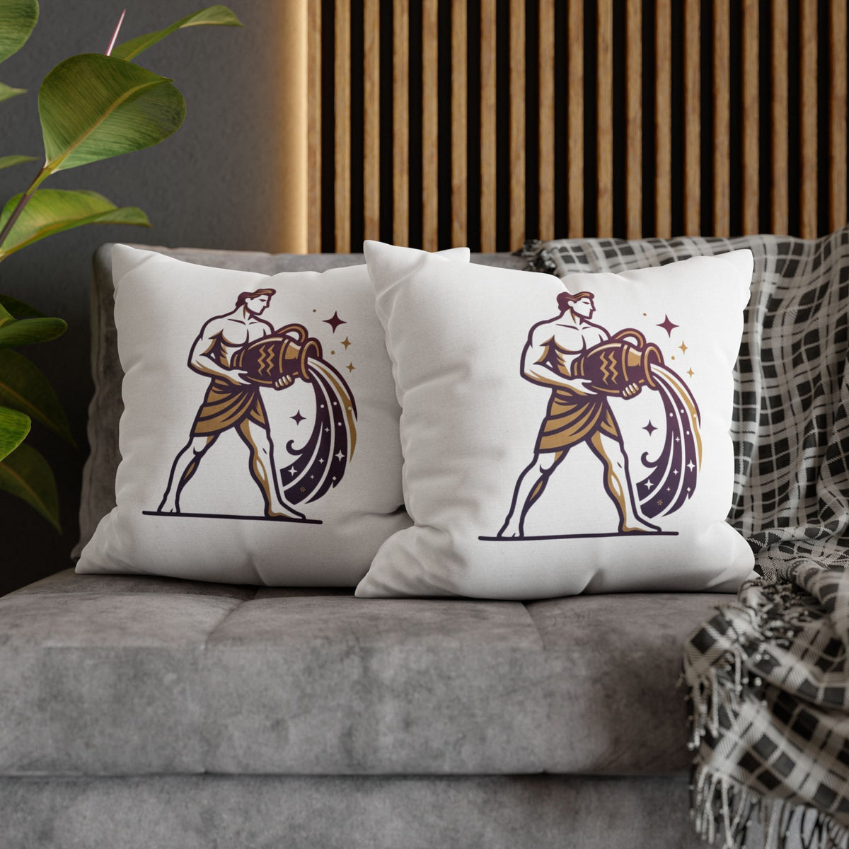 Zodiac Aquarius Pillowcase – Astrological Water-Bearer Decorative Throw Pillow