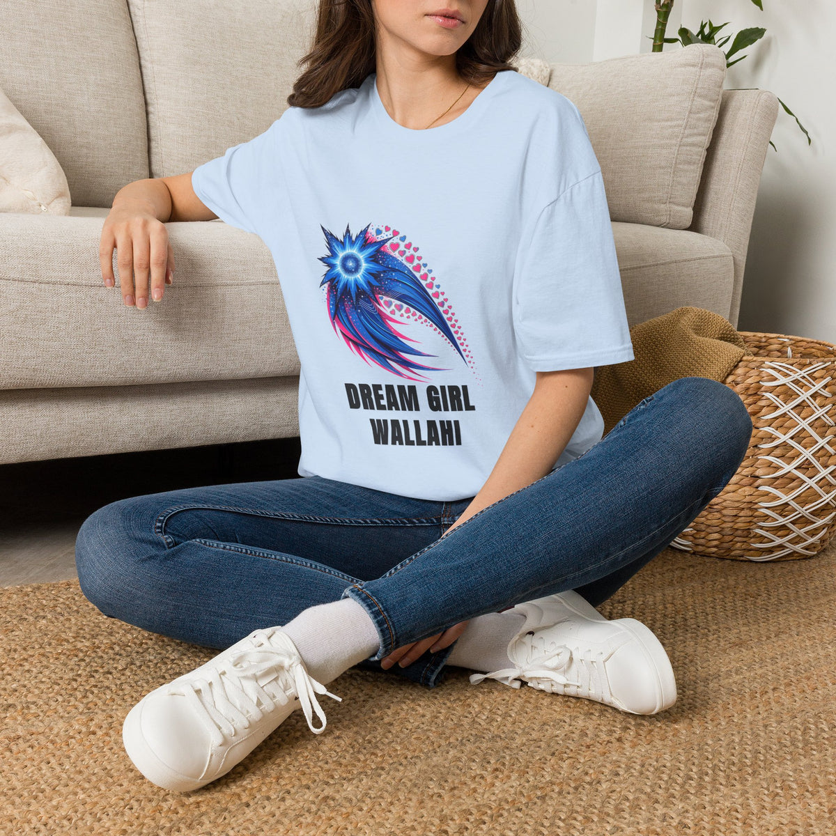 Dream Girl T-Shirt — Blue Starburst Heart Graphic ("Dream Girl Wallah") - Trending Now - August 2026