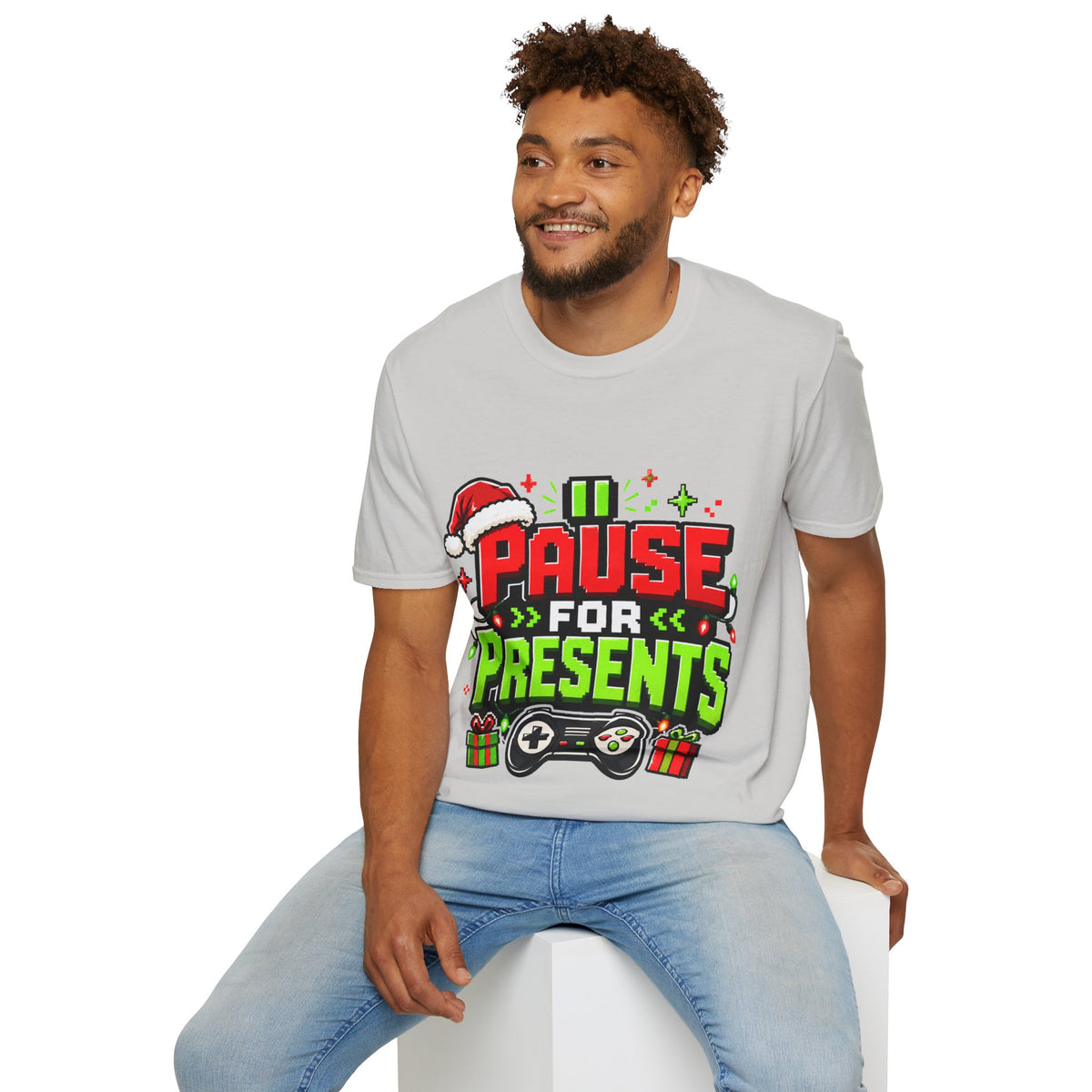 T-Shirt — "Pause for Presents" Christmas Gamer Tee