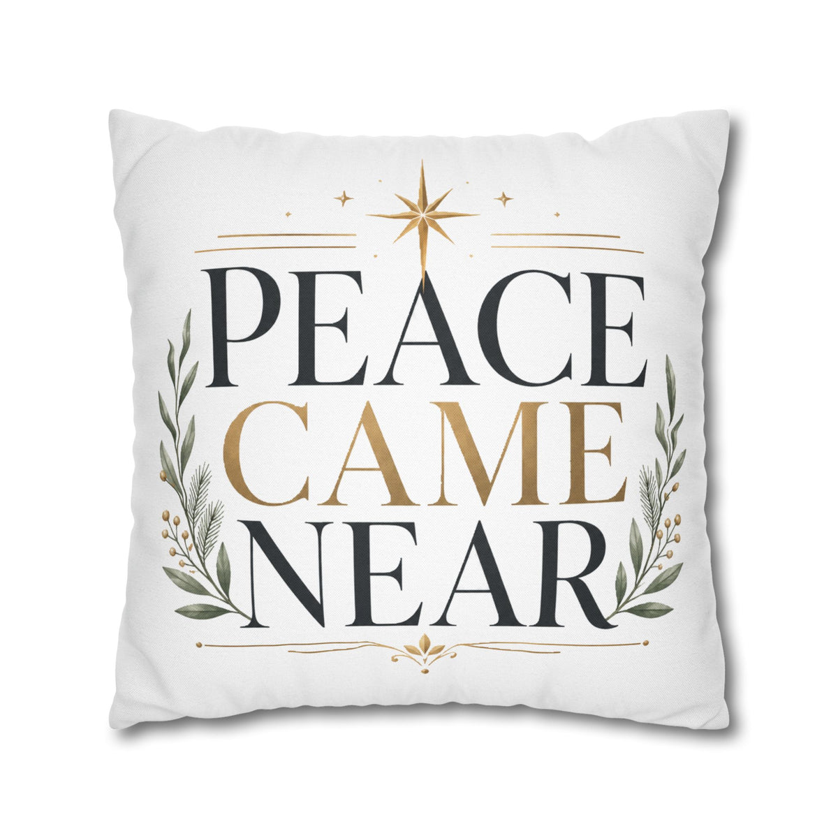 Christmas Peace Came Near Square Pillow — Christmas Holiday Decorative Throw Pillowcase