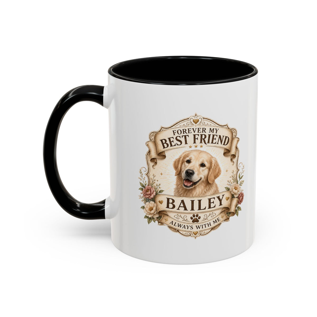 Milo Bailey Dog Dad Mom Personalized Dog Coffee Mug – "Forever My Best Friend" Golden Retriever Accent Mug